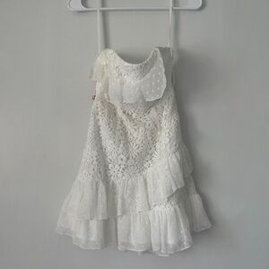 White Strapless Lace Mini Dress